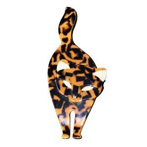 Vintage Cat Brooch Pin Signed Lea Stein Paris